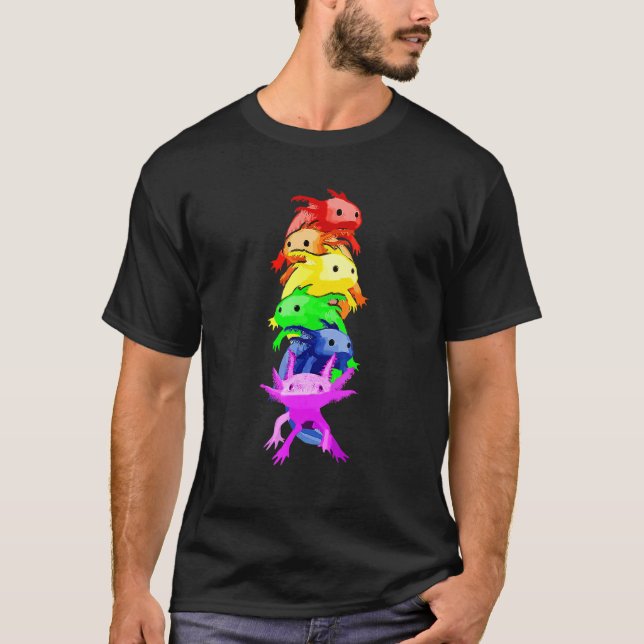 Lgbt Axolotl Stack T Shirt (Framsida)