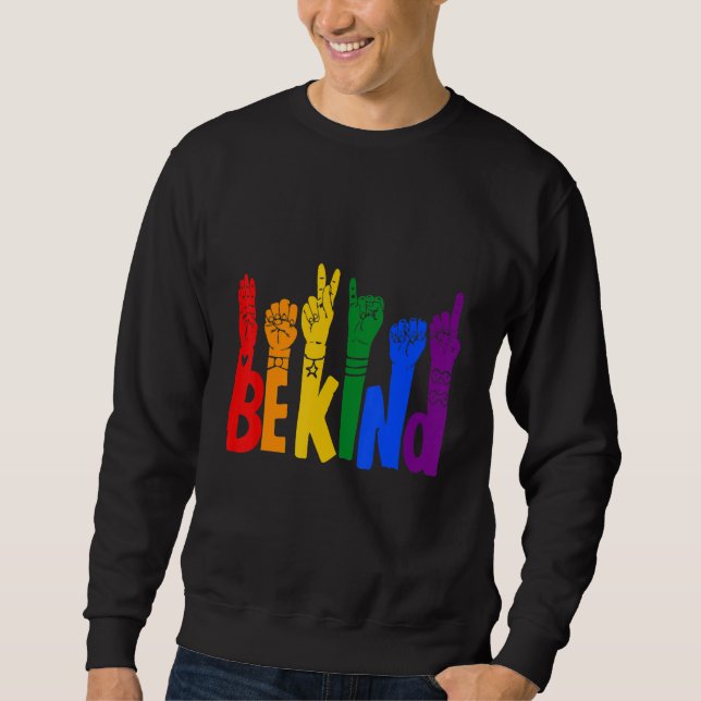LGBT BE-teckenspråk Lång Ärmad Tröja (Framsida)