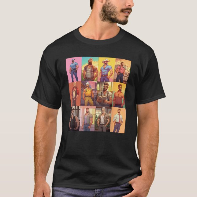 LGBT Bear Dilf Manar Muscle Pappa Gay Bear Unge Jo T Shirt (Framsida)
