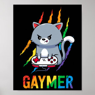 Lgbt Cat Pride Shirt Rainbow Video Game Älskare Gi Poster