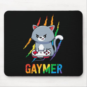 Lgbt Cat Pride T-shirt Regnbåge Video Spel Älskare Musmatta