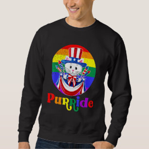 Lgbt Cat Purride Rainbow Flagga American Flagga Lg Lång Ärmad Tröja