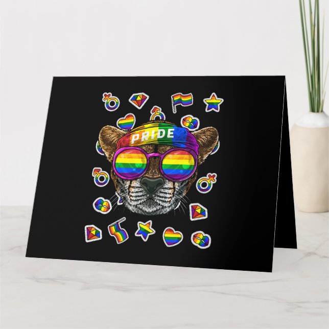 LGBT Cheetah Gay pride Month Animal Rainbow Lesbia Kort (Framsida)