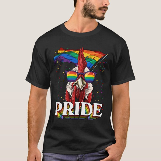 LGBT Chicken Gay pride L T Shirt (Framsida)