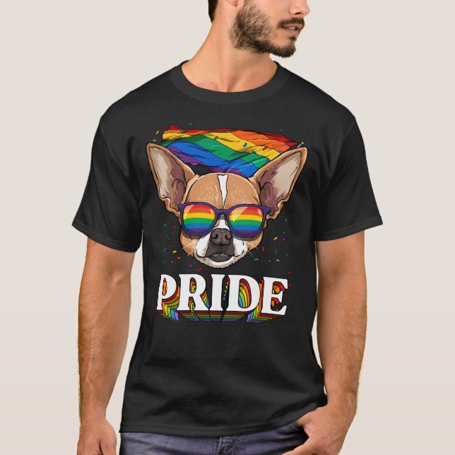 Lgbt Chihuahua Gay pride Lgbtq Rainbow Flagga Sung T Shirt (Framsida)