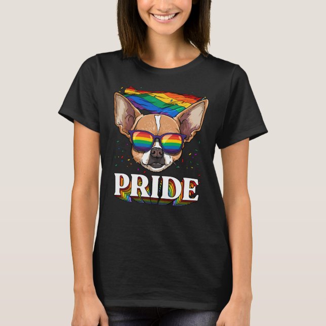Lgbt Chihuahua Gay pride Lgbtq Rainbow Flagga Sung T Shirt (Framsida)