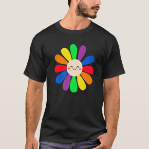 Lgbt Daisy Flower Smile Ansikte Rainbow Lgbt Gay P T Shirt