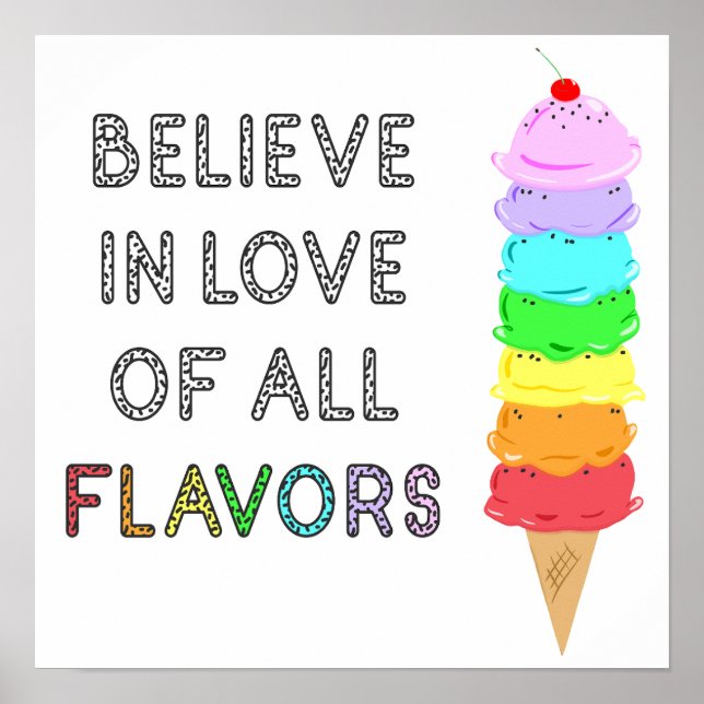 Lgbt Diversity Ice Cream Kärlek i All Flavors Quot Poster (Framsidan)