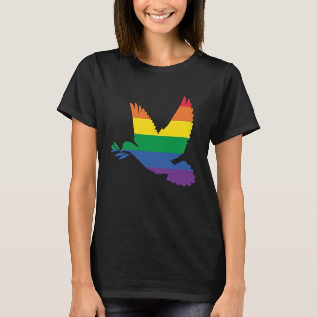 LGBT Dove World Peace Pride Peace Dove T Shirt (Framsida)