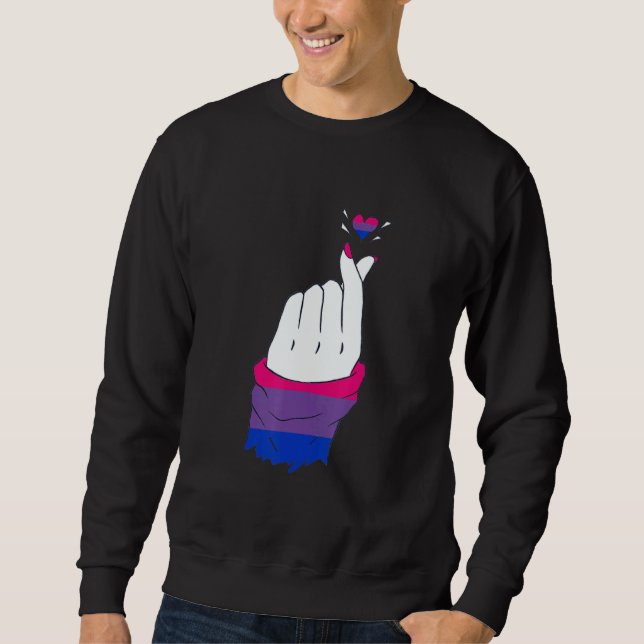 LGBT Finger Heart Bisexual LGBTQ Bisexual Flag Bis Lång Ärmad Tröja (Framsida)