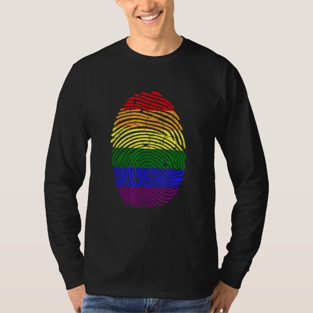 LGBT Finger Print LGBTQ T Shirt (Framsida)