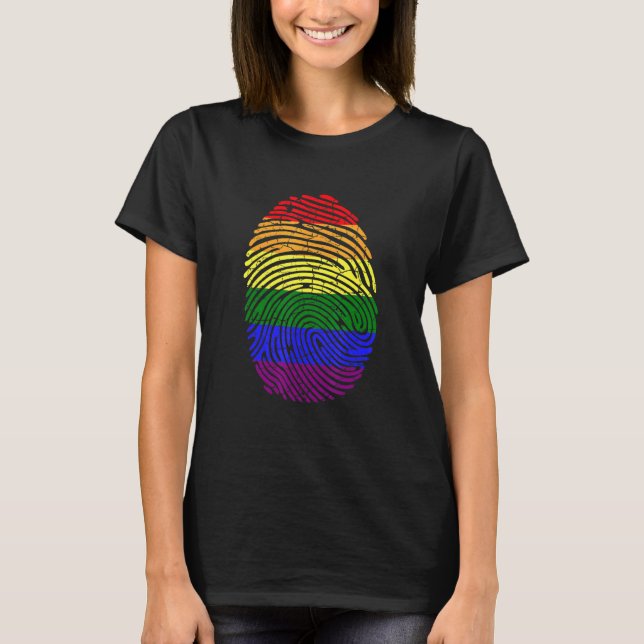 LGBT Finger Print LGBTQ T Shirt (Framsida)