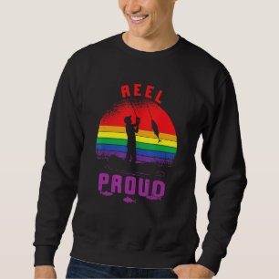 Lgbt Fishing Reel Proud Gay Angler Retro Queer Pri Lång Ärmad Tröja