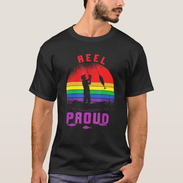 Lgbt Fishing Reel Proud Gay Angler Retro Queer Pri T Shirt (Framsida)