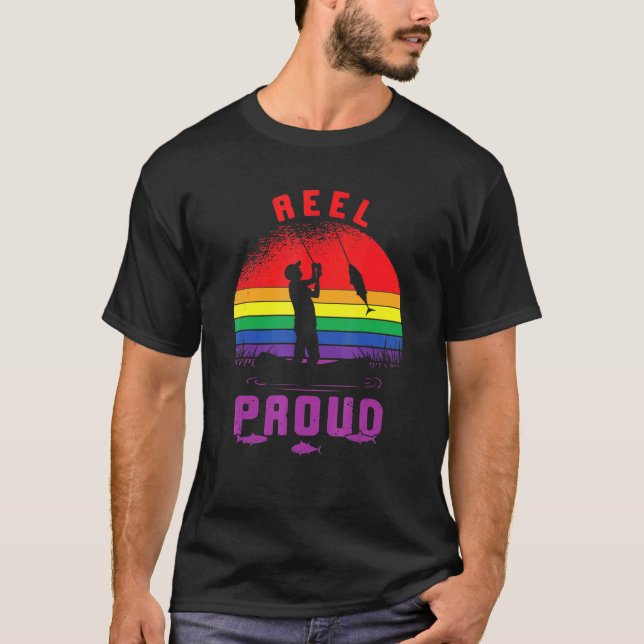 Lgbt Fishing Reel Proud Gay Angler Retro Queer Pri T Shirt (Framsida)