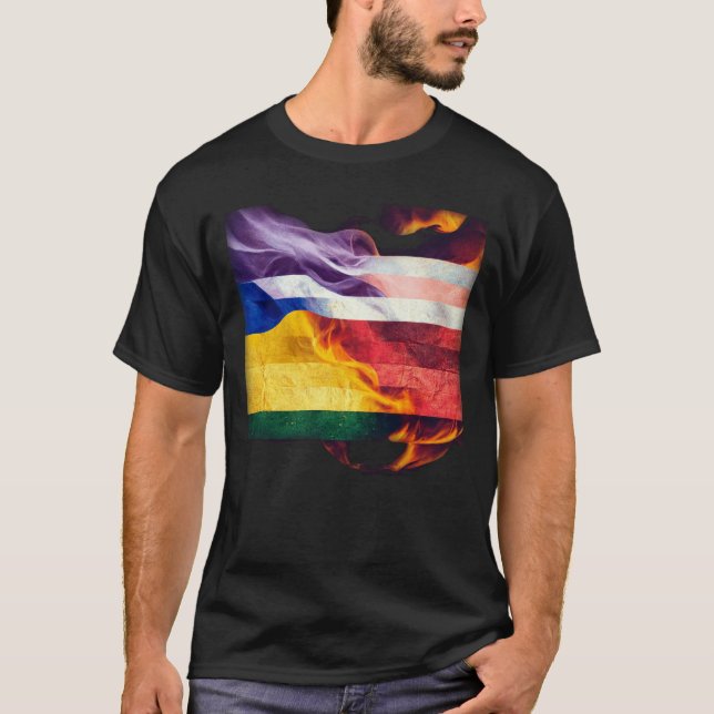 Lgbt Flag Burning T Shirt (Framsida)
