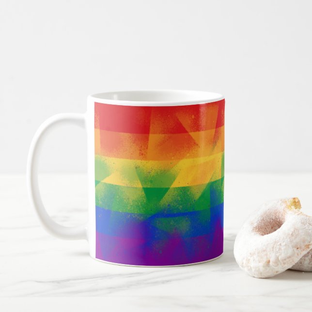LGBT Flagga Färg Kaffemugg (Med munk)