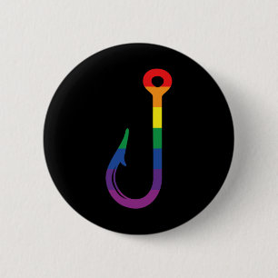 Lgbt Flagga Fiskekrok Gay Angler Queer Pride Regn Knapp
