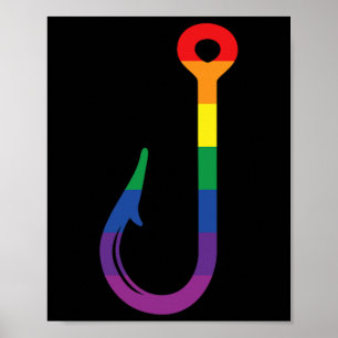 Lgbt Flagga Fiskekrok Gay Angler Queer Pride Regn Poster