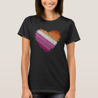 LGBt Flagga för Lesbisk Hjärtat Pride Regnbåge T Shirt
