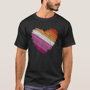 LGBt Flagga för Lesbisk Hjärtat Pride Regnbåge T Shirt