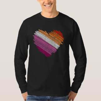 LGBt Flagga för Lesbisk Hjärtat Pride Regnbåge T Shirt