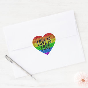 LGBT-flagga-Gnistra Kärlek-textanpassning Hjärtformat Klistermärke