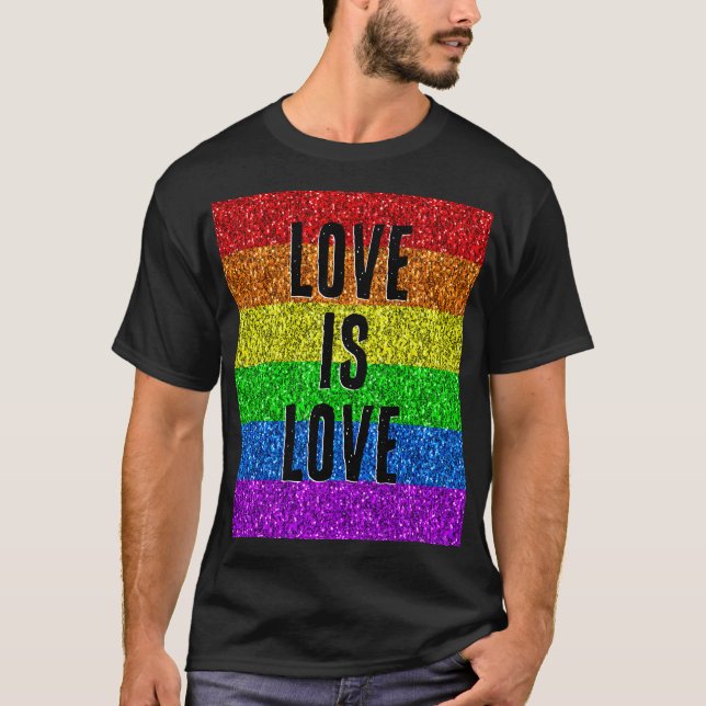LGBT-flagga-Gnistra Kärlek-textanpassning T Shirt (Framsida)