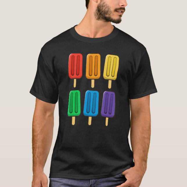 Lgbt Flagga Popsicles 4:e juli Gay Subtle Pride m T Shirt (Framsida)