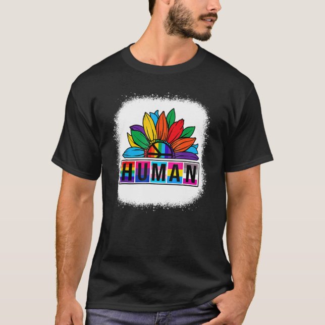 Lgbt Flagga Rainbow Lesbisk Gay pride Month Sunflo T Shirt (Framsida)