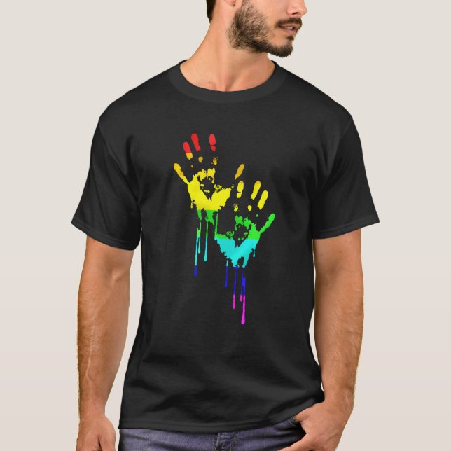 Lgbt Flagga Rainbow Shirt Lgbt Pride Bloody Händer T Shirt (Framsida)