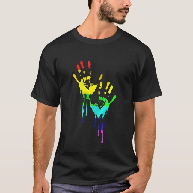 Lgbt Flagga Rainbow Shirt Lgbt Pride Bloody Händer T Shirt (Framsida)