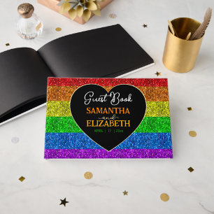 LGBT-flagga-regnbåge, hjärta bröllop Gästböcker