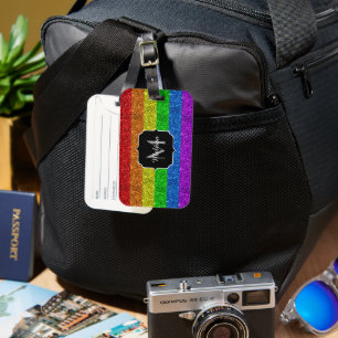 LGBT flagga vibrerande gnistra för regnbåge i glit Bagagebricka