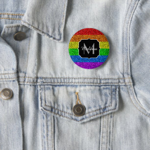 LGBT flagga vibrerande gnistra för regnbåge i glit Knapp