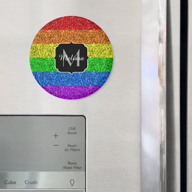 LGBT flagga vibrerande gnistra för regnbåge i glit Magnet (In Situ (Fridge))