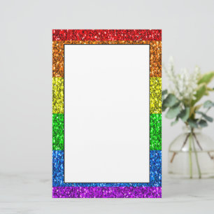 LGBT-flagga-vibrerande regnbåge i glitter Brevpapper