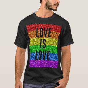 LGBT-flaggan livfull glitter kärlek text anpassa T Shirt