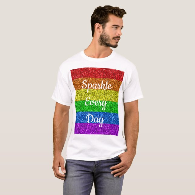 LGBT-flaggans livfulla glans varje dag text anpass T Shirt (Hel framsida)