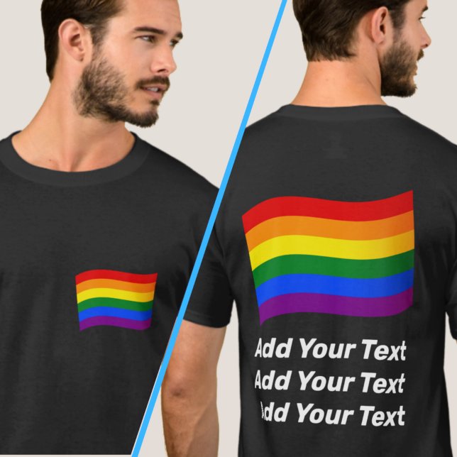 LGBT-flygande Flagga Text framsida och baksida T Shirt (Skapare uppladdad)