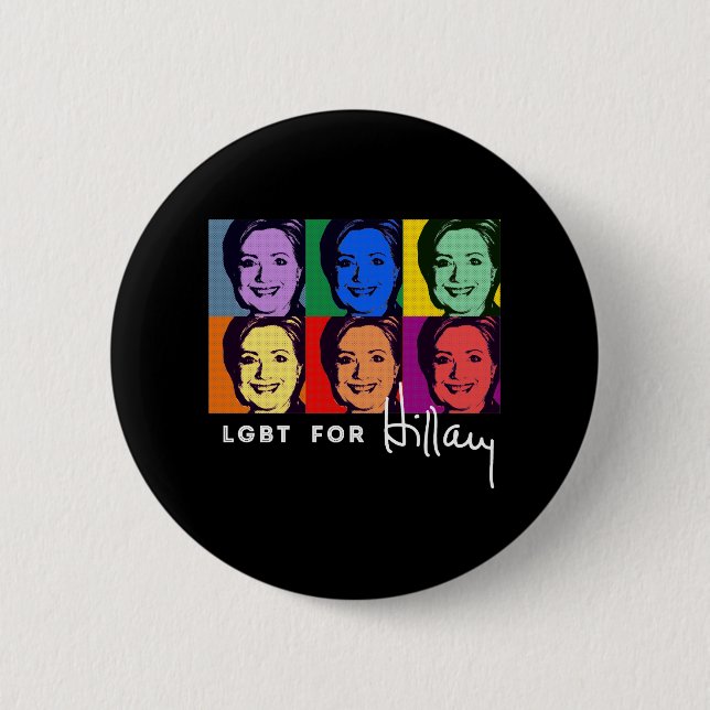 LGBT för Hillary Clinton - popkonst - .png Knapp (Framsida)