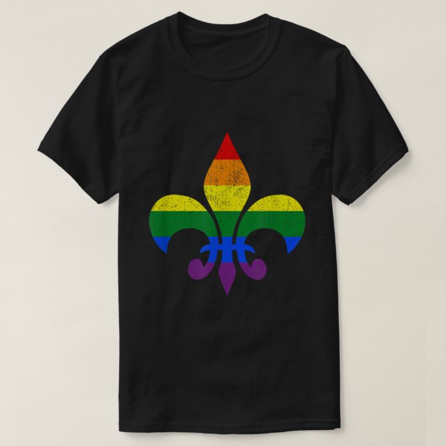 LGBT Fransk Fleur De Lis Gay pride Month Rainbow M T Shirt (Design framsida)