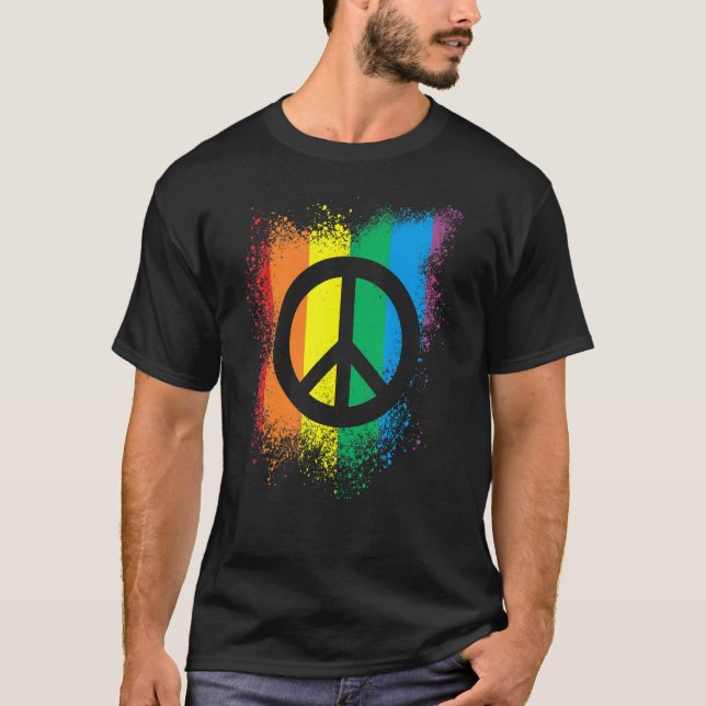 Lgbt-fredssymbol Bläck Stänk Gay pride Regbåge Fla T Shirt (Framsida)