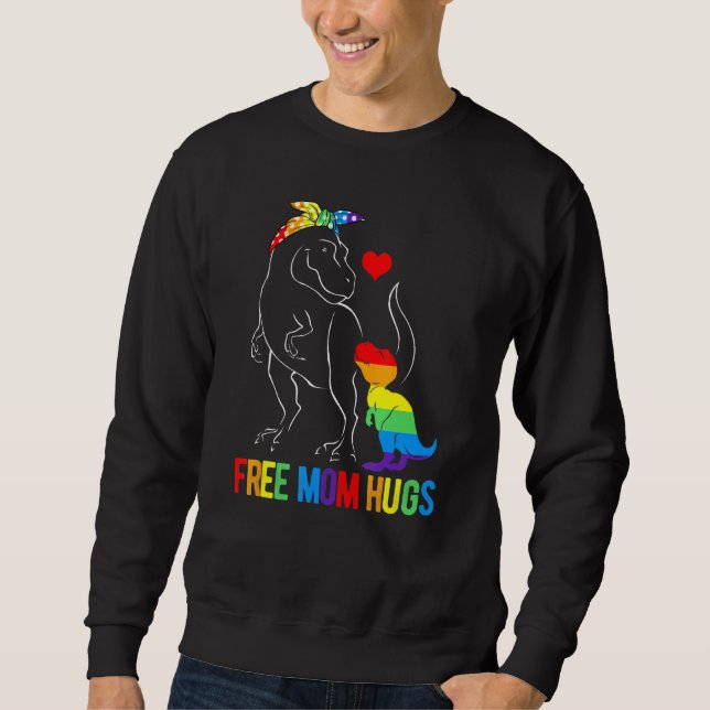 Lgbt Free Mamma Hugs Dinosaur Rex Mamasaurus Ally  Lång Ärmad Tröja (Framsida)