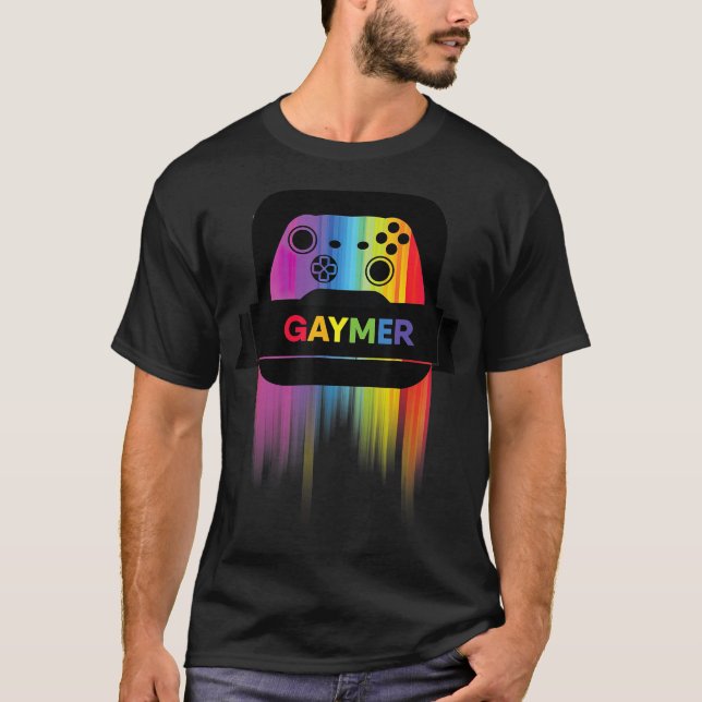 LGBT Gamer Gaymer T Gay pride Rainbow Gamepad T Shirt (Framsida)