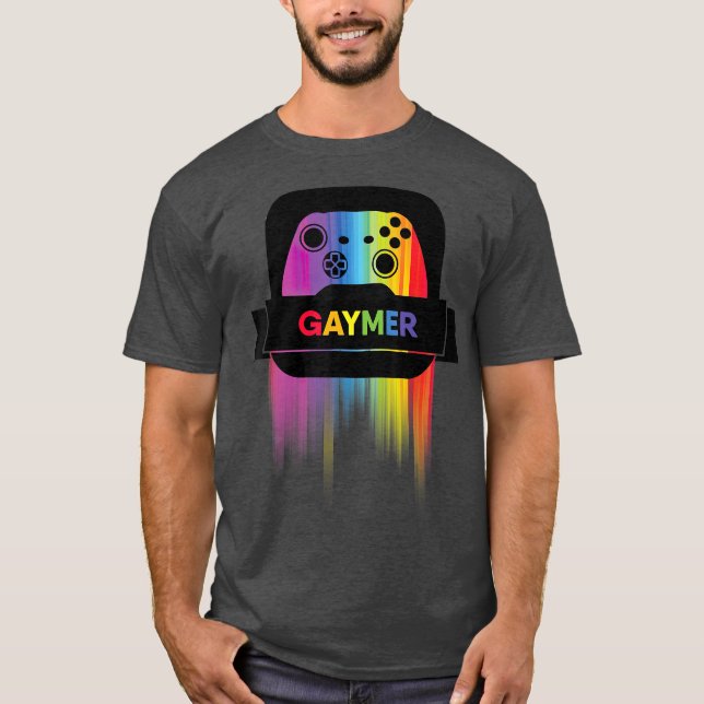 LGBT Gamer Gaymer T Gay pride Rainbow Gamepad T Shirt (Framsida)