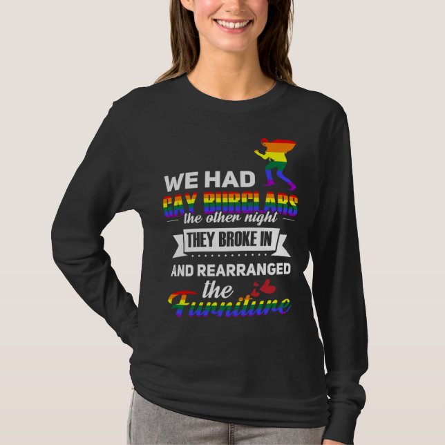 LGBT Gay Lesbian Bisexual Pride Burglars T Shirt (Framsida)
