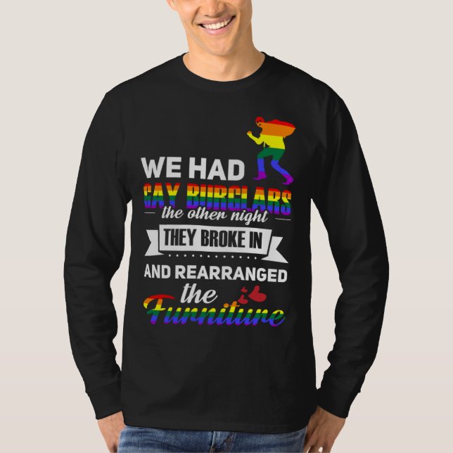 LGBT Gay Lesbian Bisexual Pride Burglars T Shirt (Framsida)