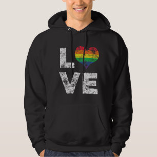 Lgbt Gay Lesbisk Pride Flagga Vintage Kärlek Heart Hoodie