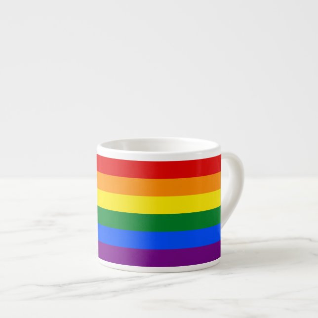 LGBT Gay pride 6-Rand Rainbow Flagga Espressomugg (Framsida höger)